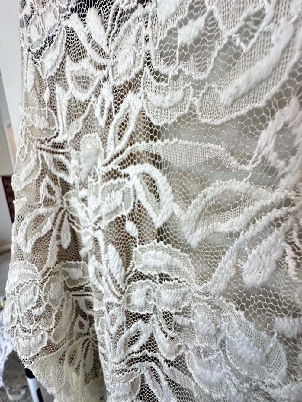 Altar'd State Beige Knit Cardigan with Floral Lace Back and Shoulder Detail - Picture 3 of 3